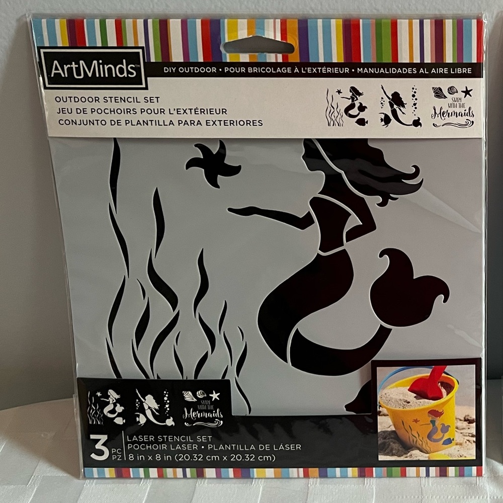 ArtMinds Mermaid Outdoor Stencils  3 PC LASER SENTCIL SETS8 IN X 8 IN